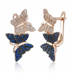 Trendikad kuldsed t&auml;istsirkoonmustaga kaetud sinised tsirkoonist liblikaga k&otilde;rvar&otilde;ngad naistele gooti stiilis Statement ehted sinine