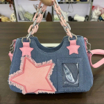 Y2K Vintage Korea mood &Otilde;lg Kaenlaalused Harajuku Star Tote Teksakott Kett Naiste Kotid Lukuga rahakotid Bagutte K&auml;ekotid Naiste helesinine v&auml;rv