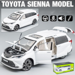 1/24 Scale Sienna MPV Diecast automudeli m&auml;nguasi, tagasit&otilde;mmatav m&auml;nguasi koos heli ja valgusega lastele V&auml;ikelapse poistele T&uuml;drukutele Kingikogu 1/24- 21x8x7.4 cm valge