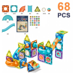 132 tk Magnetplaadid Marble Run ehituskomplekt, Marble Run Race Magnet Plokid m&auml;nguasjad, Laste STEM &otilde;ppe- ja harivad aju arendamise m&auml;nguasjad vanuses 6+ 29x29x7.5cm,68Pcs mitmev&auml;rviline