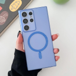 Luksuslik &otilde;huke matt juhtmevaba laadimine Magsafe'i magnet&uuml;mbrisele Samsung Galaxy S24 S23 S22 Ultra Plus l&auml;bipaistev l&auml;bipaistev telefoni kaas For Samsung S23 Ultra valge