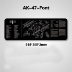 Termoplastkiust kummist puhastuspingi matt, taktikaline puhastuskummist matt koos osade diagrammi juhistega, relvamudeli m&auml;ngupadi hiirepadi lauamatt AK-47-Font