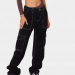 Naiste sirged, laia s&auml;&auml;rega p&uuml;ksid Cargo Multi Pocket teksad Naiste vabaaja teksad XL must