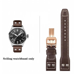Kvaliteetne ehtsast nahast neetidega kellarihm 21 mm 22 mm, sobib IWC Big Pilot Spitfire TOP GUN jaoks pruunist sinisest veisenahast kellarihmad Brown-rose gold 22mm