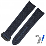 20 mm 22 mm kummist nailonist silikoonist kellarihm Omega GMT Planet Ocean Seamaster Diver 300 kumera otsaga oranži kellarihm Blue-black 22mm&with logo