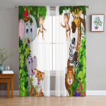 Džungliloomad Tiiger-elevant Zebra L&auml;bipaistvad kardinad elutuppa Magamistoa t&uuml;llkardinad K&ouml;&ouml;gi akende hooldused Paneelkatted 135W x 114H(cm)