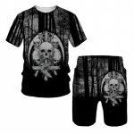 Punk Skull 3D Prinditud &uuml;lisuur T-s&auml;rk/l&uuml;hikesed p&uuml;ksid/komplektid Meeste Spordir&otilde;ivad Spordidress Gooti graafiline Teetopsid Suvine meeste r&otilde;ivaste &uuml;likond L
