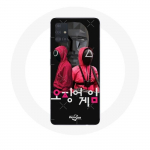 Samsung Galaxy A51 &uuml;mbris Squid Game Plakat maskeerib s&otilde;durite Korea logo
