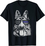K9 politseiniku politseikoera disainiga &otilde;huke sinise joonega unisex T-s&auml;rk S