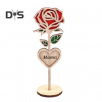 Puidust Mama roosidekoratsioon stabiilse &uuml;mmarguse alusega Puidust 3D nikerdatud roosi lillega t&ouml;&ouml;laua ornament Romantiline emadep&auml;eva kingitus Rose