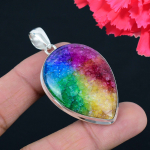 Vikerkaare p&auml;ikesekvartsi v&auml;&auml;riskivi ripats Massiivne 925 sterlingh&otilde;be ripats Ehted Kingitus Unisexile