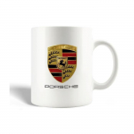 Mug en C&eacute;ramique Voiture Porsche Logo Noir Jaune Et Rouge