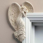 WTEMPO Angel Wings Resin K&auml;sit&ouml;&ouml; ukseraam Ornament Ingli tiibadega jumalanna ripats sise-/v&auml;lisaiaukse kaunistus Kodukingitused Vasak parem tiib Left-(16x11x4.5cm) valge
