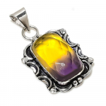 Natural Bi-Color Tourmaline Gemstone 925 Sterling Silver Pendant 1.65 r3o51