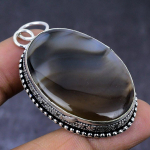 Natural Montana Agate Gemstone 925 Steling Silver Jewelry Pendant 2.29 g8y10