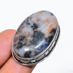 Natural Sodalite Gemstone Handmade 925 Sterling Silver Jewelry Ring Size 8 n6o29
