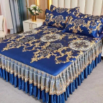 3 tk/partii kaheinimese voodilinade komplekt klassikaline pits, kuninglik sinine voodilina voodi seelik, masinas pestav pulmavoodikate madratsi kate 200X220CM
