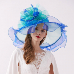 Uus naiste elegantne suvine organzam&uuml;ts vibu lilleline p&auml;ikesem&uuml;ts laia &auml;&auml;rega vaimustav pulmapeakate Naiste Derby reisi&uuml;rituse Chapeau Adjustable