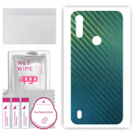 apgo Protective Skin Sticker for the back compatible with Motorola Moto E6s (2020), Wrap Film, Foil, Vinyl - Pattern Carbon Chameleon CAKA1