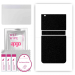 apgo Kaitsev nahakleebis seljale, mis &uuml;hildub Samsung Galaxy Z Flip 3-ga, &uuml;mbriskile, foolium, vin&uuml;&uuml;l &ndash; mustriga mattmust