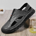 Meeste nahast suletud varbaga sandaalid suvised libisemisvastased rannasandaalid 39 hall v&auml;rv