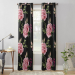 Roosid Mustal Taustal Aknakardin Elutoa Magamistoa Kaunistamiseks Kardinad Luksuslik K&ouml;&ouml;gi Valance Kardinad 135W x 60H(cm) x1