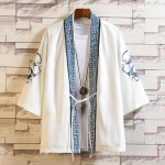 Hiina meeste Hanfu Jaapani kimono kampsun jakk iidses stiilis Ukiyoe iidne kost&uuml;&uuml;m, kuub L gray