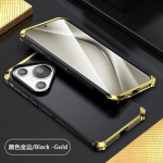 Metallist soomus&uuml;mbris Huawei Pura 70 Ultra Shell alumiiniumist k&otilde;va arvuti tagakaas Huawei Pura 70 Pro Plus jaoks koos t&auml;ieliku objektiivikaitsega Pura 70 must/kuld