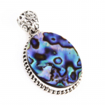 Naturaalne Abalone Shell kalliskivi 925, tahke h&otilde;bedane kingi ripats 1,8 O7s01