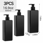 3 tk 500 ml t&uuml;hjad kreemipudelid etikettidega Ruudu pumbaga pudeli jaotur Kehapesukonteinerid Seebi ja n&otilde;udepesuseebi dosaator