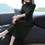 Kleit Naiste s&uuml;gis- ja talvepitsist Mugav veniv keskmise pikkusega kampsun Kleit Kootud pikkade varrukatega kleidid XXXXL