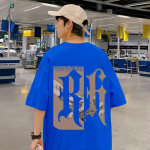 M-8XL meeste l&uuml;hikeste varrukatega T-s&auml;rk Pluss suuruses kirjaga graafilise tr&uuml;kiga T-s&auml;rk Meeste trendikas retro &uuml;laosa &uuml;mara kaelusega Trendikas retro s&auml;rk M sinine
