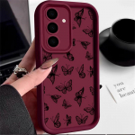 Samsung S24 S22 Ultra Plus S23 S21 S20 Fe A55 A54 A52 A35 A15 5g Little Butterfly mustriga pehme silikoonist objektiivi kaitse&uuml;mbrise kate Samsung A14 5G