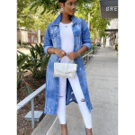 Naiste teksajakk Mood Kevad Naiste Tuulejope Pikkade varrukatega Jakk Kampsun Teksast Keeb Suur Suurus XXXL sinine