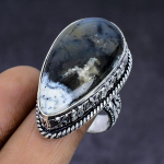 Dendrite Opal Gemstone 925 Sterling Silver gift Jewelry Ring Size 9 J3Y20