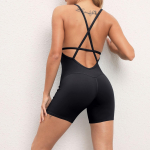 Seksikad hip Up joogap&uuml;ksid naiste sportlikud &uuml;heosalised fitnessip&uuml;ksid, seljaga lahtised Cross One Piece -kleit, &uuml;hev&auml;rvilised &uuml;hes t&uuml;kis naiste p&uuml;ksid L must