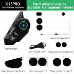 1/2PCS X15 Pro intercome kiiver Mootorratta kiiver peakomplekt Bluetooth 5.2 EDR 3 v&auml;rvi juhtmevabad k&otilde;rvaklapid K&otilde;rvaklapid IP67 veekindel Roise Reduction 1pc Hard Mic