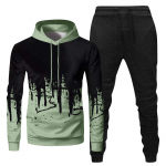Meeste kapuutsiga spordidress, Unisex, kaheosalised jooksuriided, pikkade varrukatega pulloverid, pusad ja dressip&uuml;ksid L armee roheline v&auml;rv