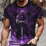 Uus suvine meeste moe T-s&auml;rk Personality Angel Knight tr&uuml;kitud meeste T-s&auml;rk top 3XL lilla