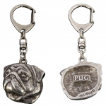 Pug II - Silver-plated key ring with dog, handbag decoration, backpack pendant by Art-Dog brand