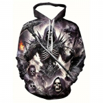 Meeste kapuuts Retro Skull 3D Prindiga kapuutsiga dressipluus Kevadine pikkade varrukatega kapuuts Suurem&otilde;&otilde;tmelised r&otilde;ivad Mood Street Spordis&auml;rk S