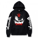 Jaapan Anime Berserk Guts Hoodies Mood Must-valge Manga T&auml;navar&otilde;ivad Talvised Oversized Naiste pikkade varrukatega Harajuku dressipluus XS must