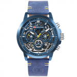 BORUSE Meeste klassikaline &auml;rikell Suure sihverplaadiga Meeste k&auml;ekell Kvartskell Klassikaline vabaaja k&auml;ekell Kronograaf k&auml;ekell Veekindel nahkrihm sinine