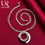 925 Sterling h&otilde;bedane maokett O-kujuline j&auml;&auml;tunud kaelakee Moodsad pulmaehted 45CM