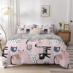 Cartoon Cat tekikott Cartoon Animal Print voodipesu komplekt koos padjap&uuml;&uuml;riga 2/3 tk voodikatte komplekt magamistoa sisekujunduseks 70x133cm 2pcs