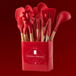 Kvaliteetne silikoonist k&ouml;&ouml;gitarvete komplekt Puidust k&auml;epidemega spaatliga supilusikas Pintsel Kulp Pastakurn Mittenakkuvad k&ouml;&ouml;gin&otilde;ud K&ouml;&ouml;git&ouml;&ouml;riistad punane