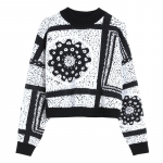 S&uuml;gis-talv Harajuku silmkoeline kampsun Retro vintage t&auml;navar&otilde;ivad Pullover Lilledega žakaarv&auml;rvi naiste k&auml;rbitud topid C-270 One Size must