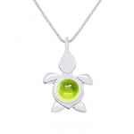 LEA &; ARTHUR - Laste ripats "BIG TURTLE" muster - roodiumiga kaetud 925 Sterling Silver; POOLV&Auml;&Auml;RISKIVI "PERIDOOT"