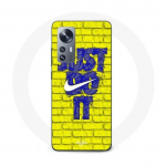 Coque Maniacase pour Xiaomi 12 5G logo just do it couleur bleu front jaune