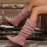 Suede Flatid Poolsaapad Talvised Uued Naiste Kingad Br&auml;ndi Disainer Trend Volditud T&otilde;mblukuga Chelsea Saapad Retro Mood Lumesaapad Mujer 36